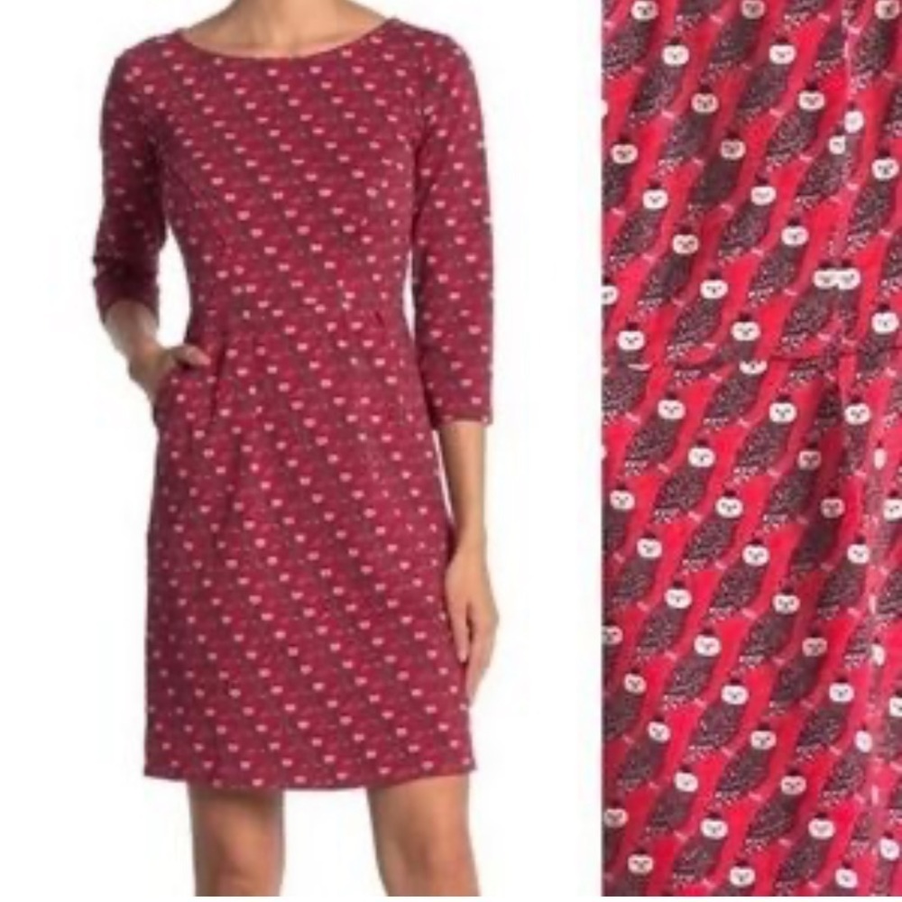 Boden NWT Owl Novelty Print 100% Cotton Cute Quirky Fall Winter Dress size 2